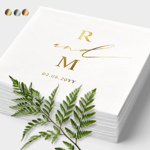 Elegant Personalised Real Foil Monogram Wedding Foil Napkins