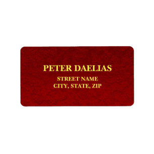 Elegant Personalised Red & Gold Address Label