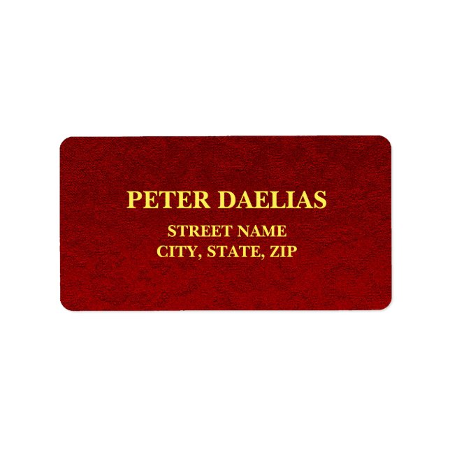 Elegant Personalised Red & Gold Address Label (Front)