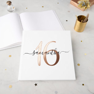 Elegant Personalised Rose Gold 16th Birthday Guest Book