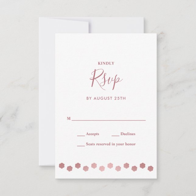 Elegant Personalised Rose Gold Dog Pet Wedding  RSVP Card (Front)