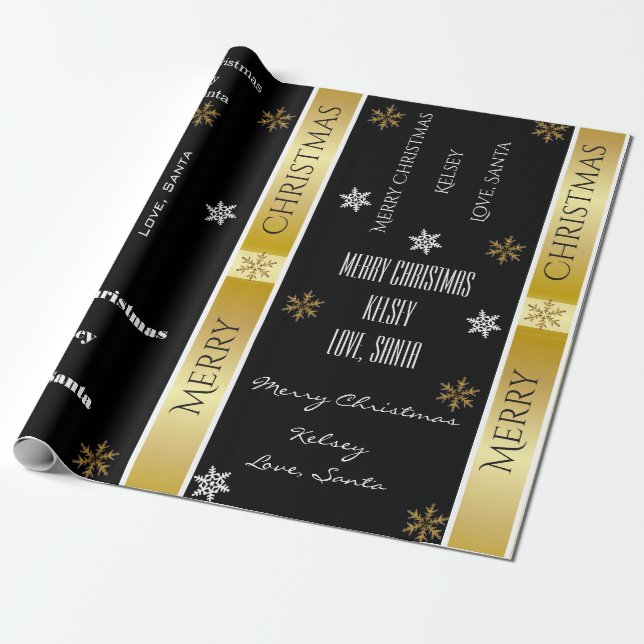 Elegant Personalised Santa Wrapping Paper (Unrolled)