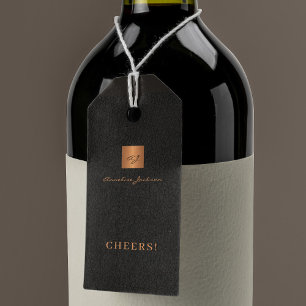 Elegant personalised script cheers wine bottle  gift tags