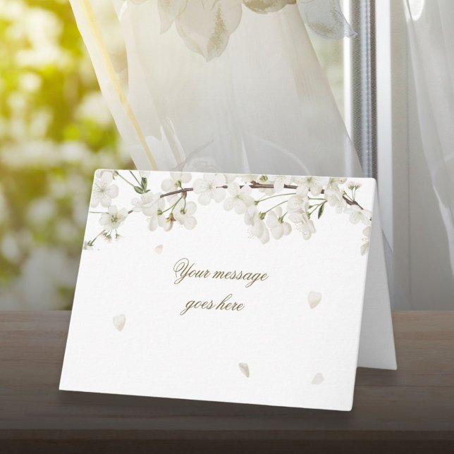 Elegant Personalised Script Pretty White Blossom Card (Elegant Personalized Script Pretty White Blossom Card)