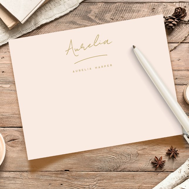 Elegant Personalised Stationery Blush Pink Gold Card (Creator Uploaded)