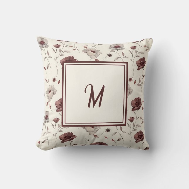 Elegant Personalised Stylish Romantic Floral Chic Cushion (Front)