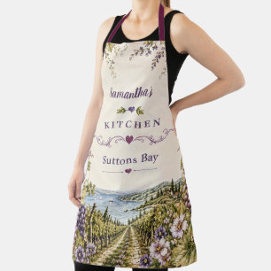 Elegant Personalised Suttons Bay Grape Kitchen Apron
