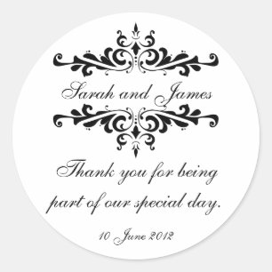 Elegant Personalised Thank You Wedding Sticker