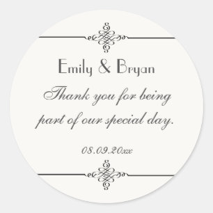 Elegant Personalised Thank You Wedding Sticker