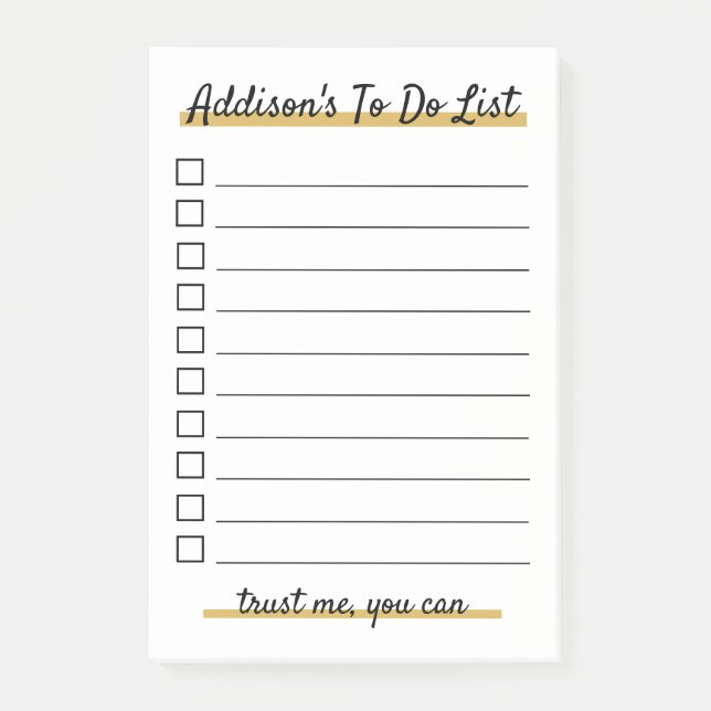 Elegant Personalised To do list Post-It Notes (Front)