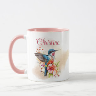 Elegant Personalised Watercolor Hummingbird  Mug