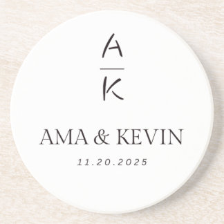 Elegant Personalised Wedding Coaster – Custom Mono