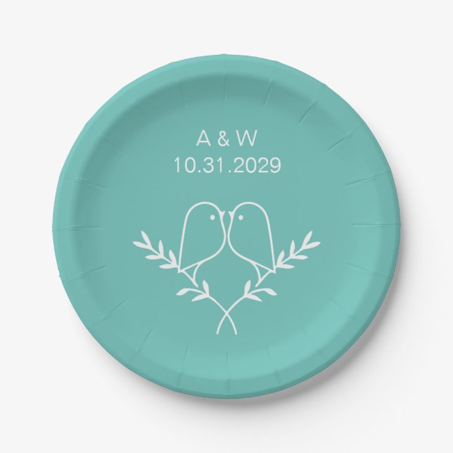 Elegant Personalised Wedding – Custom Date Paper Plate (Front)