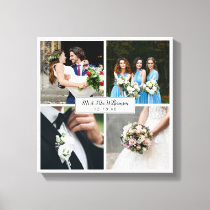 Elegant Personalised Wedding Day Photo Collage Canvas Print