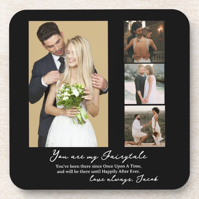 Elegant Personalised Wedding Day Photo Collage  Coaster (Front)