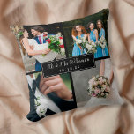 Elegant Personalised Wedding Day Photo Collage Cushion<br><div class="desc">Personalise with your four favourite wedding photos,  name and special date to create a unique photo collage,  memory and gift. A lovely keepsake to treasure! You can customise the background to your favourite colour. Designed by Thisisnotme©</div>