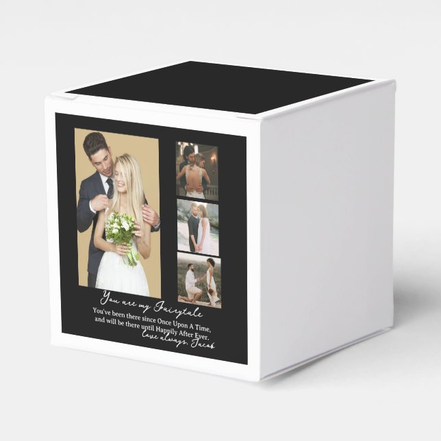 Elegant Personalised Wedding Day Photo Collage  Favour Box (Front Side)