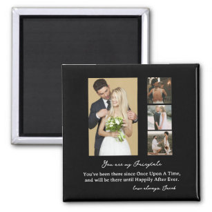 Elegant Personalised Wedding Day Photo Collage  Magnet