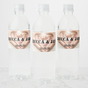 Elegant Personalised Wedding Favour Water Bottle Label