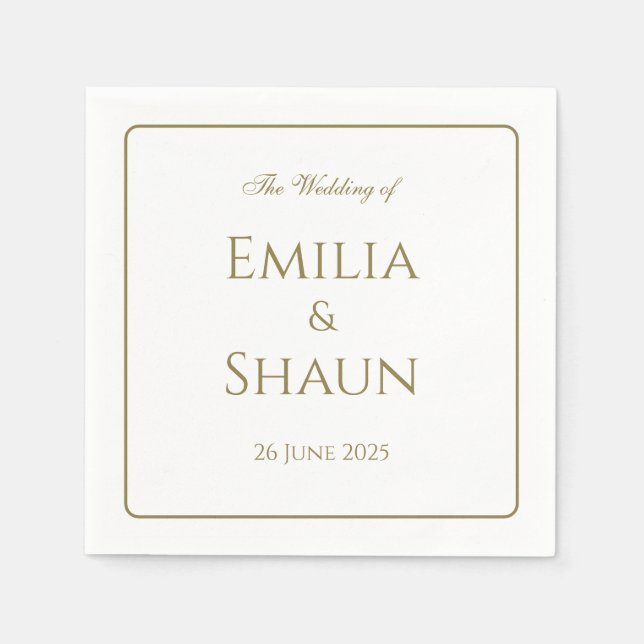 Elegant Personalised Wedding Napkins (Front)