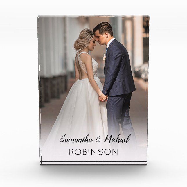 Elegant Personalised Wedding Photo Block (Front)