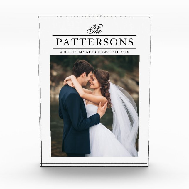 Elegant Personalised Wedding Photo Block (Front)