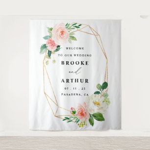 Elegant Personalised Wedding Photobooth Backdrop Tapestry