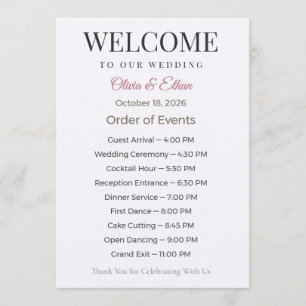 Elegant Personalised Wedding Program Programme