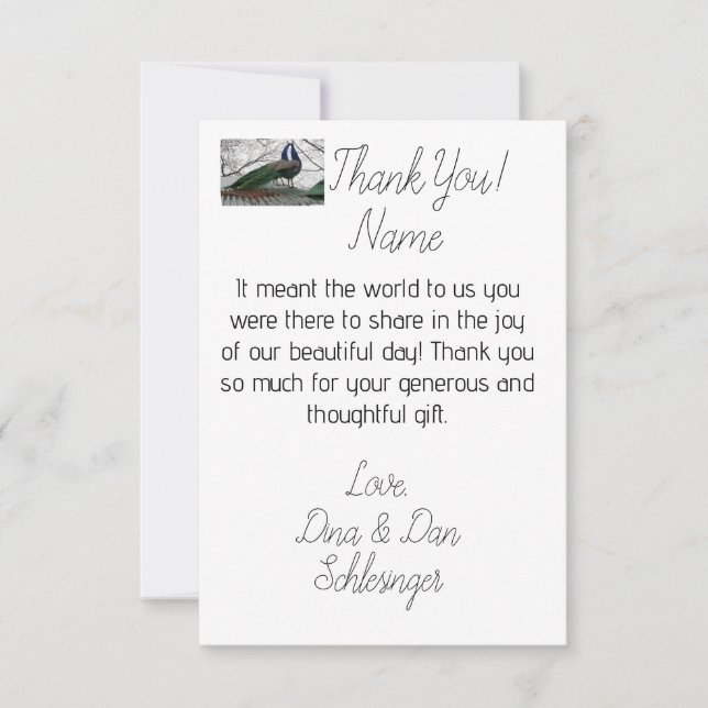 Elegant Personalised Wedding Thank You Cards (Front)