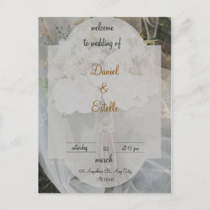 elegant personalised wedding welcom postcard