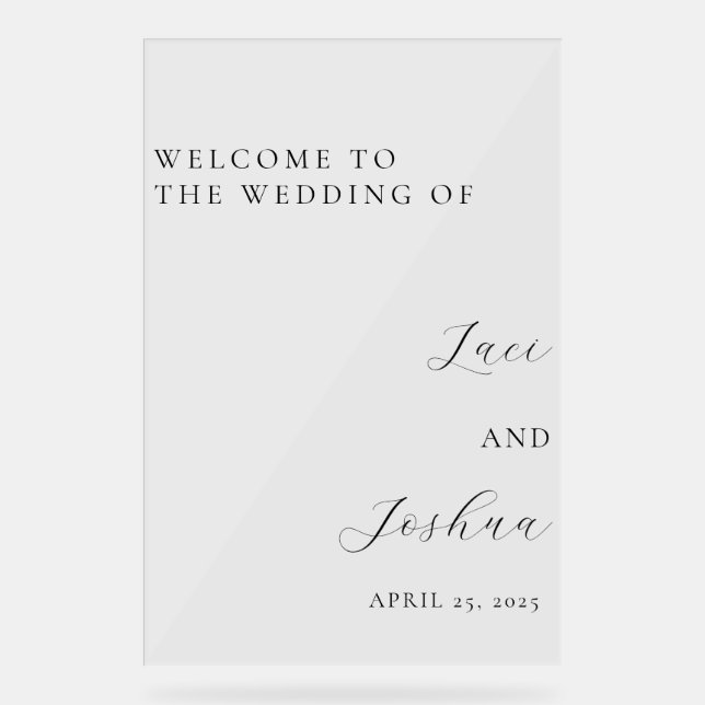 Elegant Personalised Welcome Wedding Sign | Custom (Front)