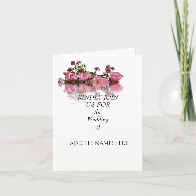 Elegant Personalised White Wedding Invitation Card (Front)