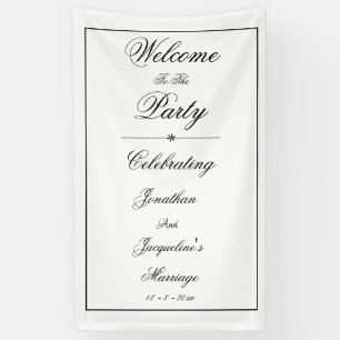 Elegant Personalised White Wedding Welcome Banner