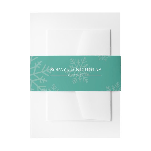 Elegant Personalised Winter Wedding Invitation Belly Band (Front Example)