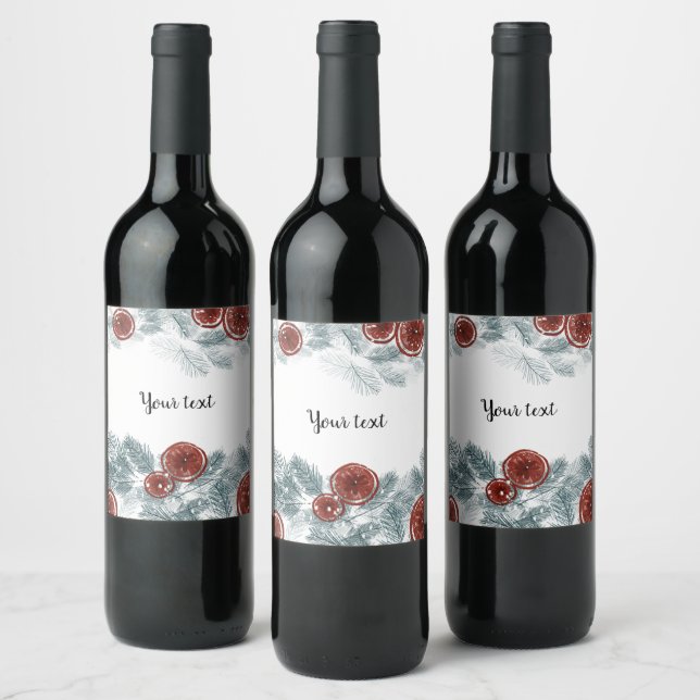 Elegant personalised winter wine label (Bottles)