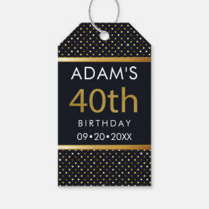 Elegant Personalized 40th Birthday Gold And Black Gift Tags