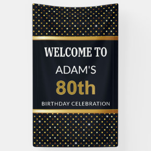 Elegant Personalized 80th Birthday Gold Banner