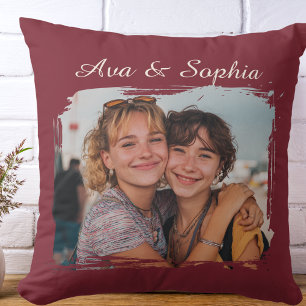 Elegant Personalized Best Friends   Family Photo Cushion