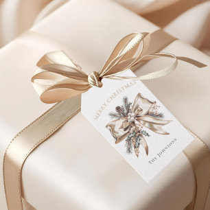 Elegant Personalized Christmas Bow Gift Tag