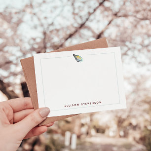 Elegant Personalized Coastal Oyster Watercolor Card