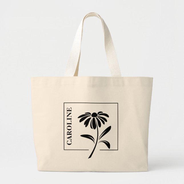 Elegant Personalized Daisy Tote Bag (Front)