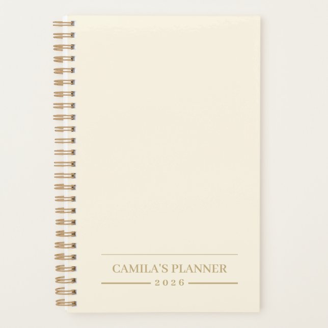Elegant Personalized Design | Minimalist Ivory  Planner (Front)
