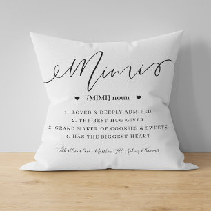Elegant Personalized Mimi Definition Keepsake Cushion