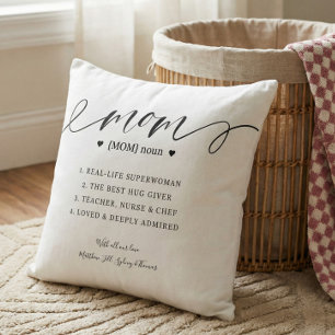 Elegant Personalized Mom Definition Keepsake Cushion