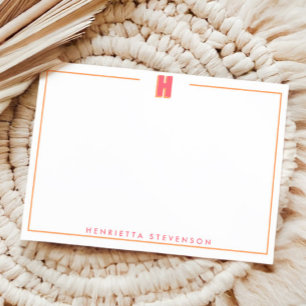 Elegant Personalized Monogram 3D Letter H Initial Card