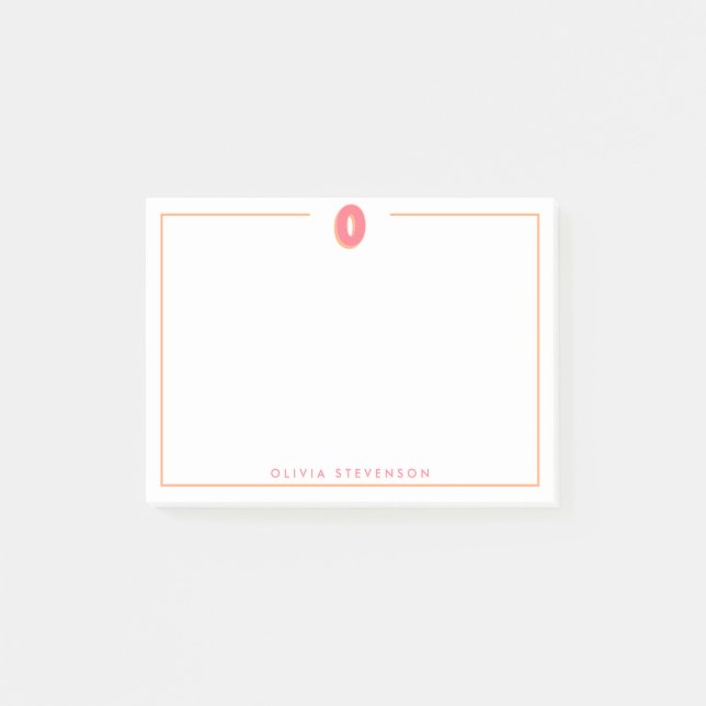 Elegant Personalized Monogram 3D Letter O Initial  Post-it Notes (Front)