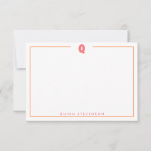 Elegant Personalized Monogram 3D Letter Q Initial  Card