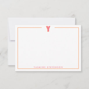 Elegant Personalized Monogram 3D Letter Y Initial  Card