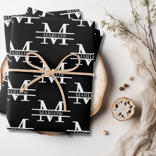 Elegant Personalized Monogram Name Custom Wrapping Wrapping Paper Sheet