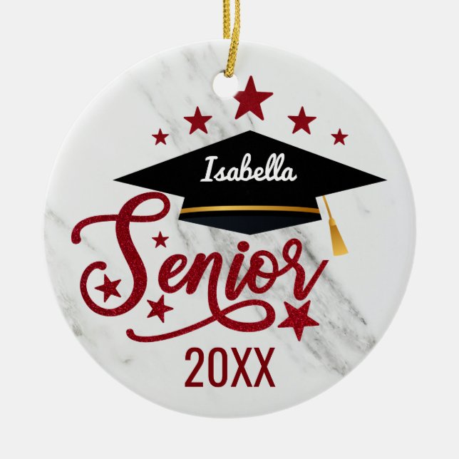 Elegant personalized Name Graduation senior 2024 Ceramic Tree Decoration (Front)